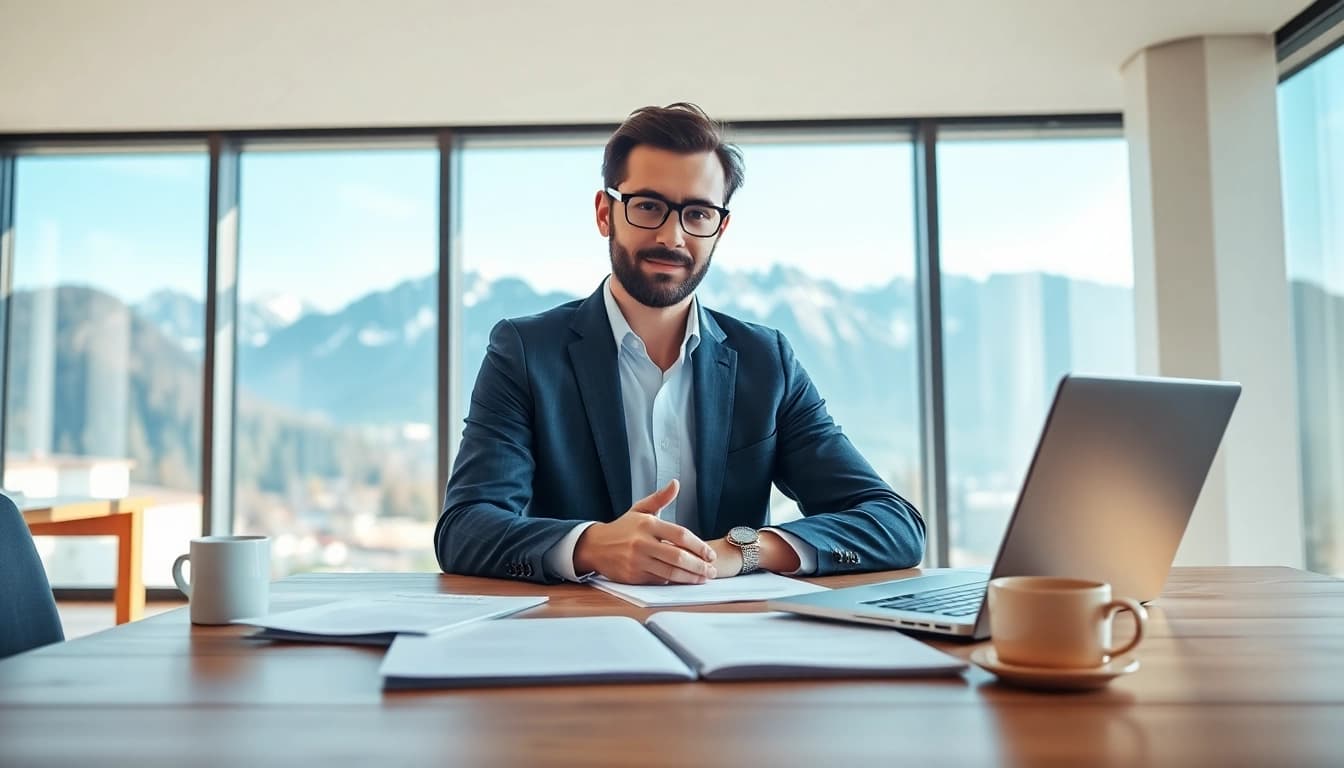 Headhunter Schweiz bei einem Treffen in einem modernen Büro, um Kandidaten zu vermitteln.
