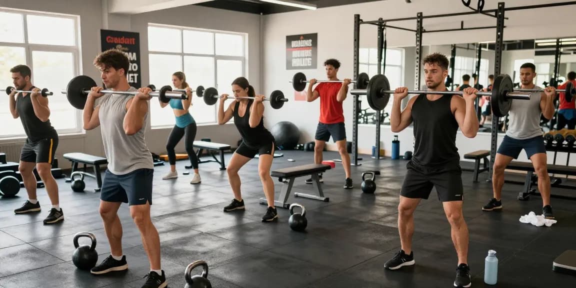 Globale Pharma Steroide: Sportler trainieren intensiv im modernen Fitnessstudio.