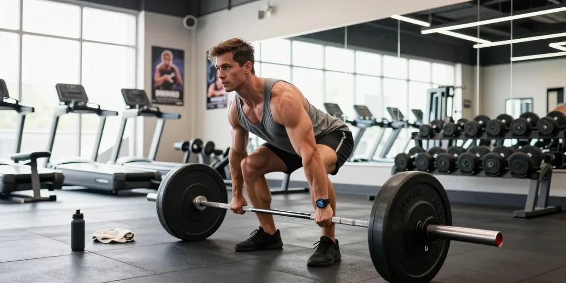 Bodybuilder im Steroid Shop Deutschland beim Deadlift-Training im modernen Fitnessstudio.