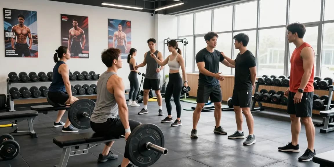 Global Pharma Steroid Shop: Fitness-Enthusiasten trainieren motiviert in modernem Fitnessstudio.