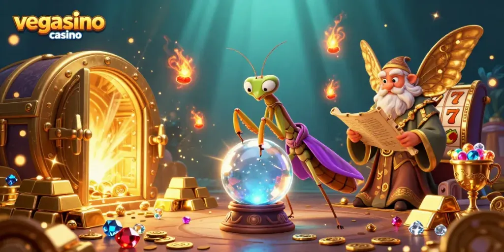 Experience the thrills of vegasino casino through a vibrant 3D illustration featuring exciting gambling elements.