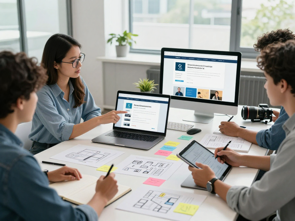 Creating barrier-free and legally compliant websites with a diverse team in a modern office setting