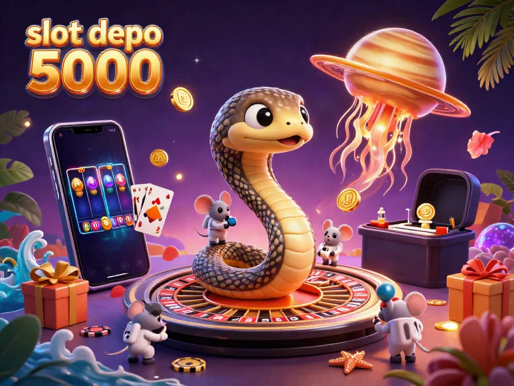 Engage with slot depo 5000's dynamic gaming scene featuring an astronaut mice betting on spinning reels.