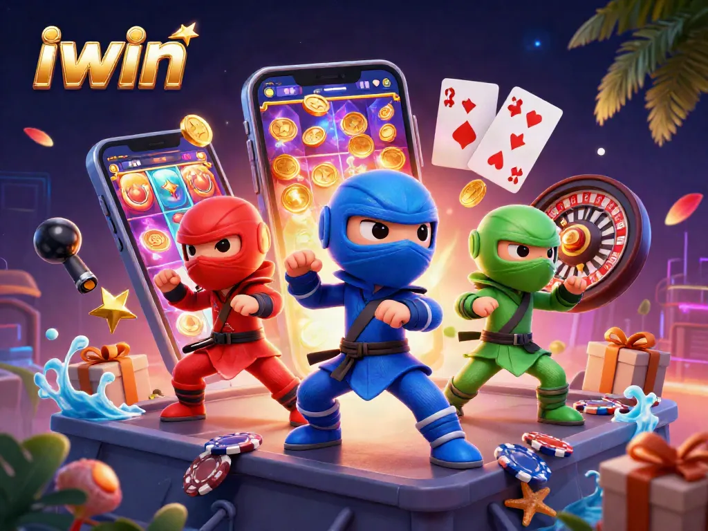 iwin cartoon chameleons perform synchronized casino martial arts with slot games and poker
