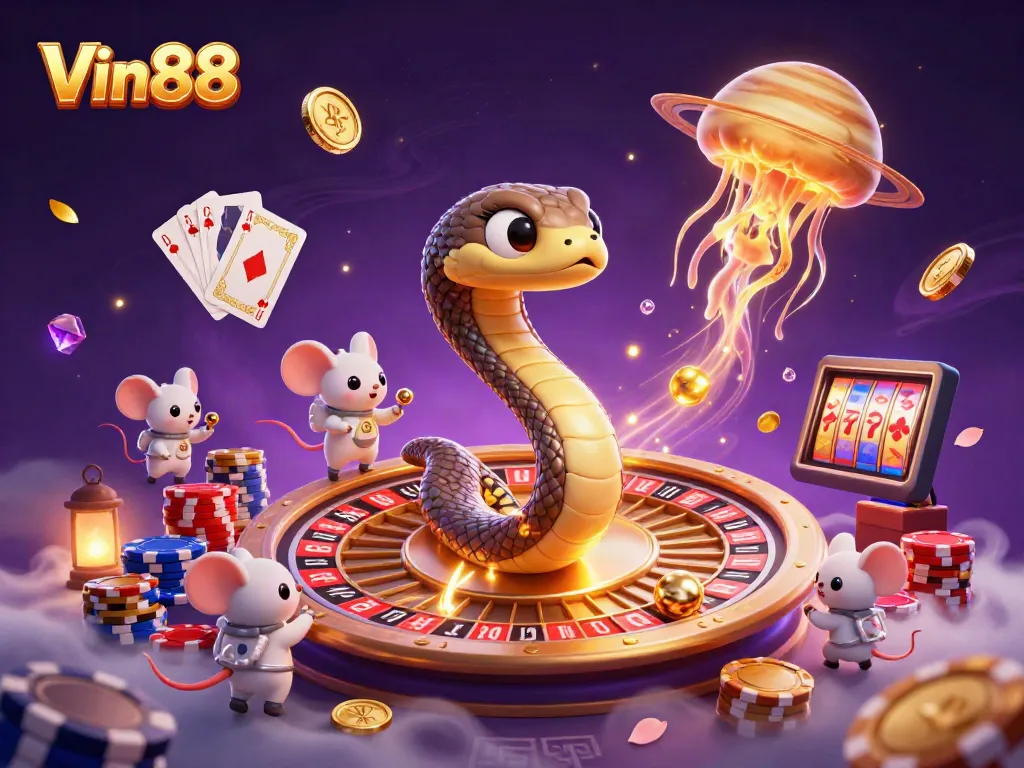 Experience thrilling gameplay with Vin88 as astronauts engage in betting around a cosmic roulette.