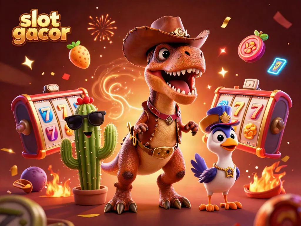 Experience the excitement of slot gacor with 3D characters and vibrant jackpot elements in a festive atmosphere.