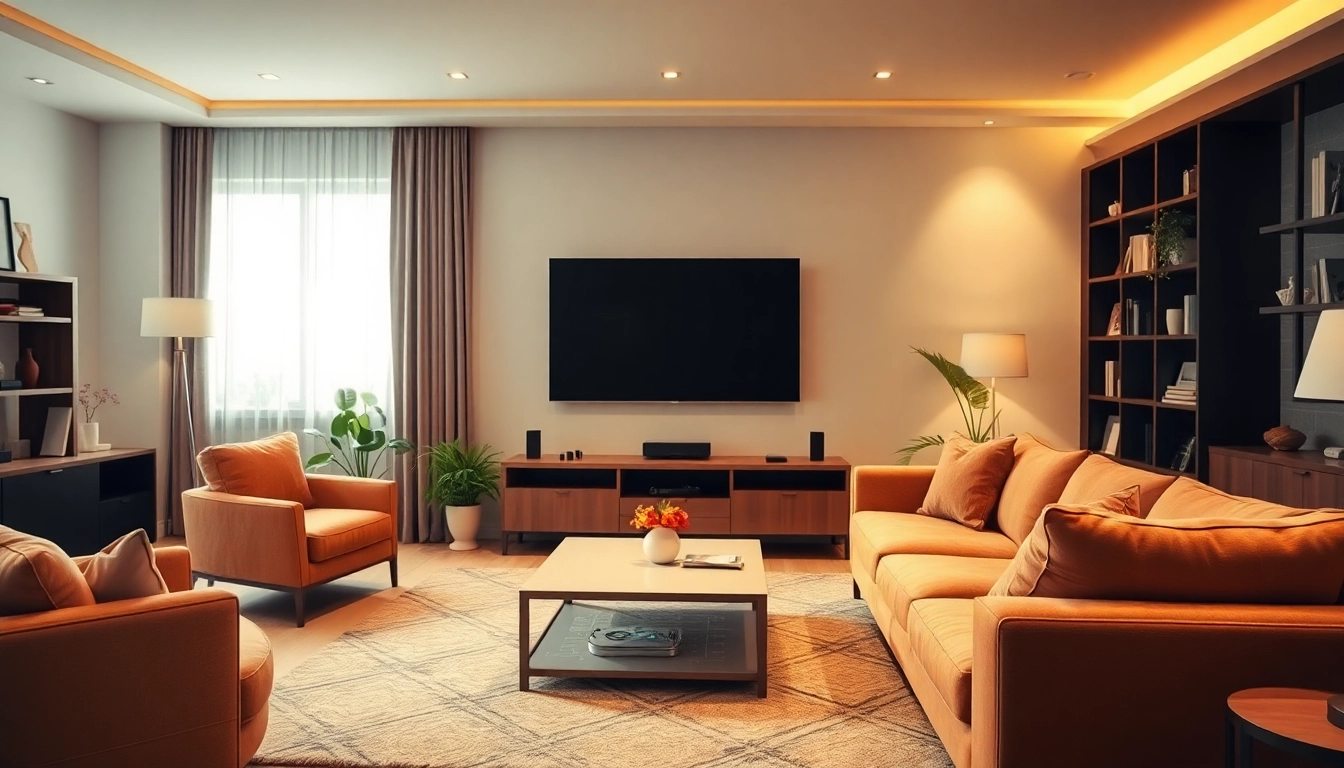 IPTV Anbieter Empfehlung mit modernem Wohnzimmer-Setup und gemütlicher Atmosphäre