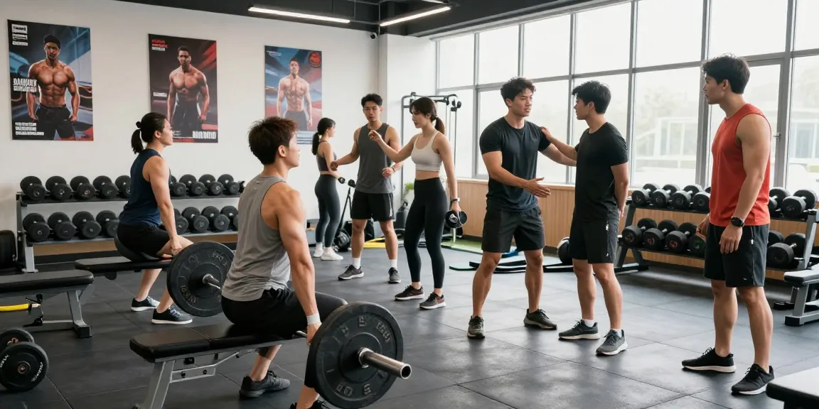 Global Pharma Steroid Shop: Fitness-Enthusiasten trainieren motiviert in modernem Fitnessstudio.