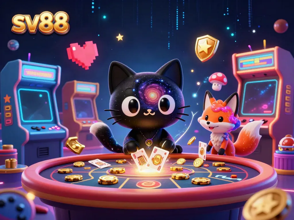 Experience thrilling gameplay in the vibrant sv88 casino universe with animated characters and glowing elements.
