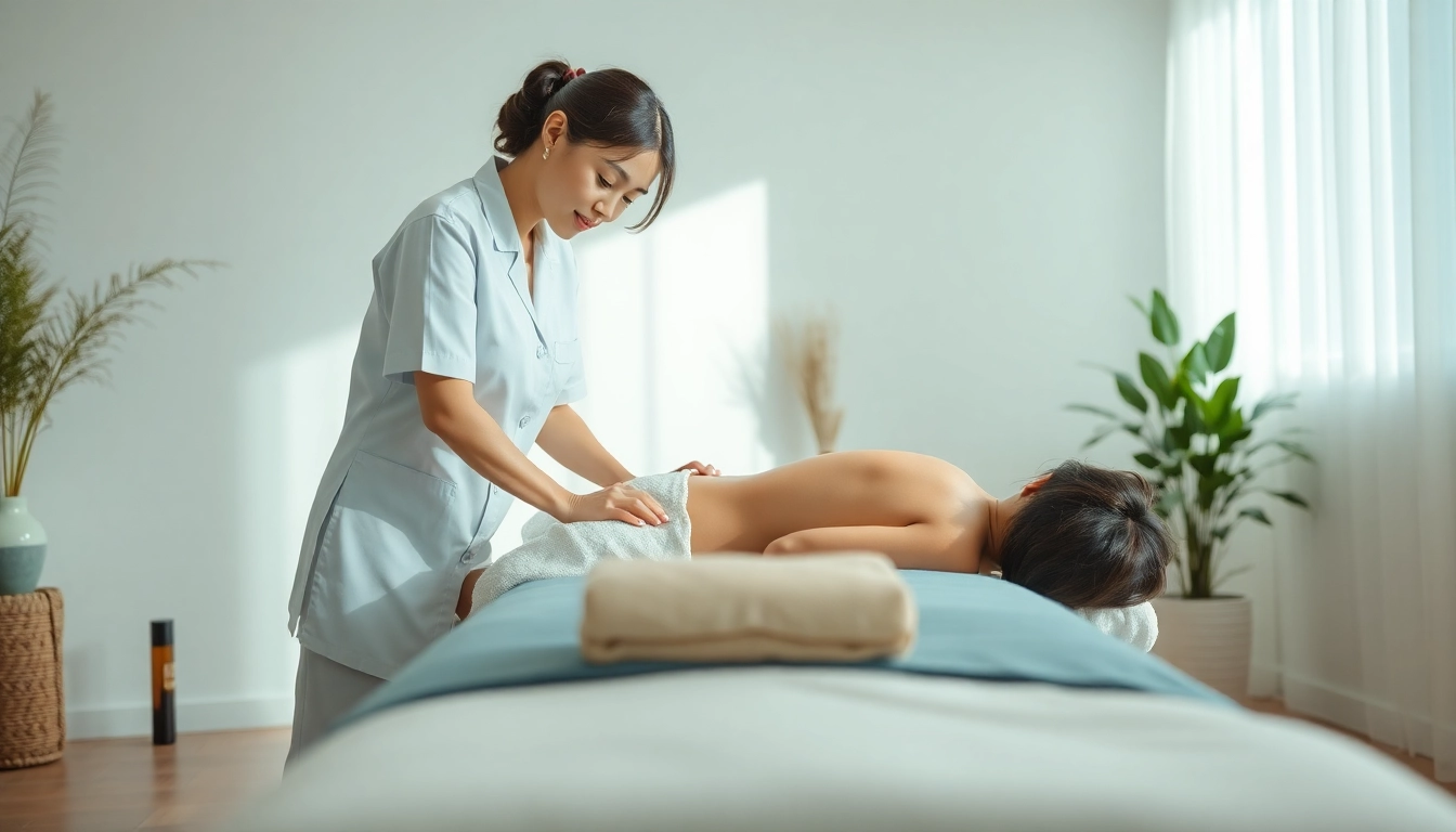평택 출장마사지: 차분한 테라피스트가 편안한 환경에서 가정 방문 서비스를 제공하는 모습